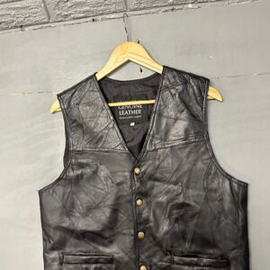 Navarre Leather Company Patchwork Genuine Leather‎ Vest Mens Size L